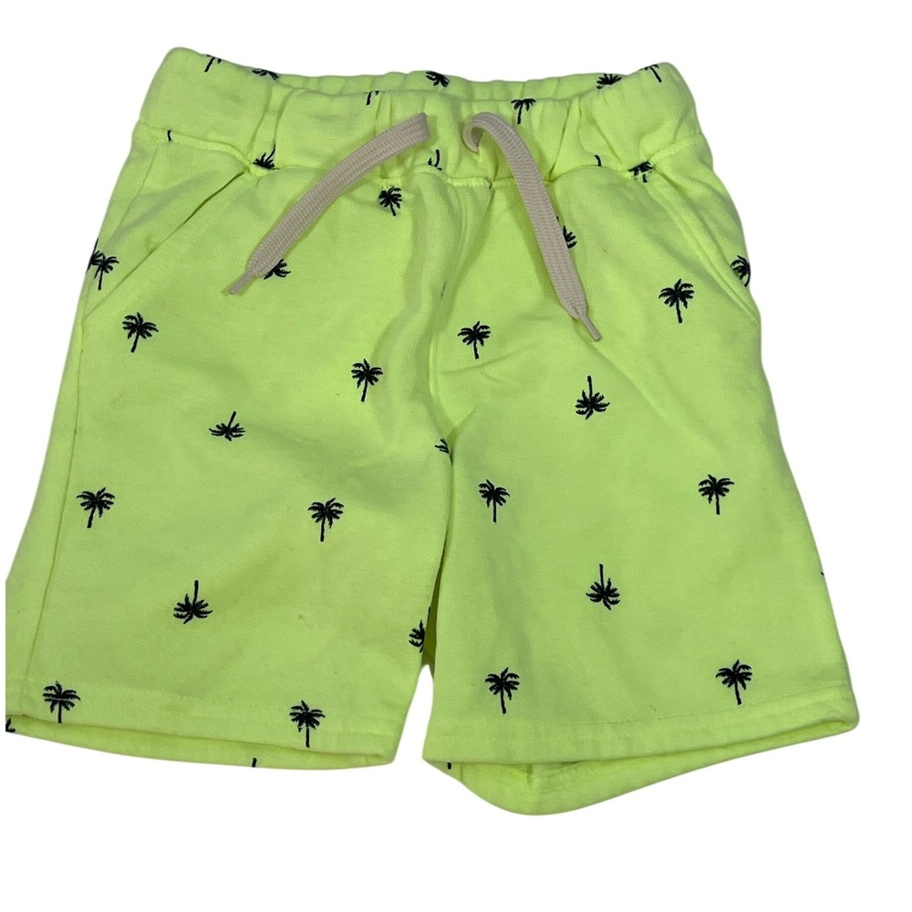 Old Navy Kids Neon Green Navy Blue Palm Trees Tropical Sweatpants Shorts Boys 4T